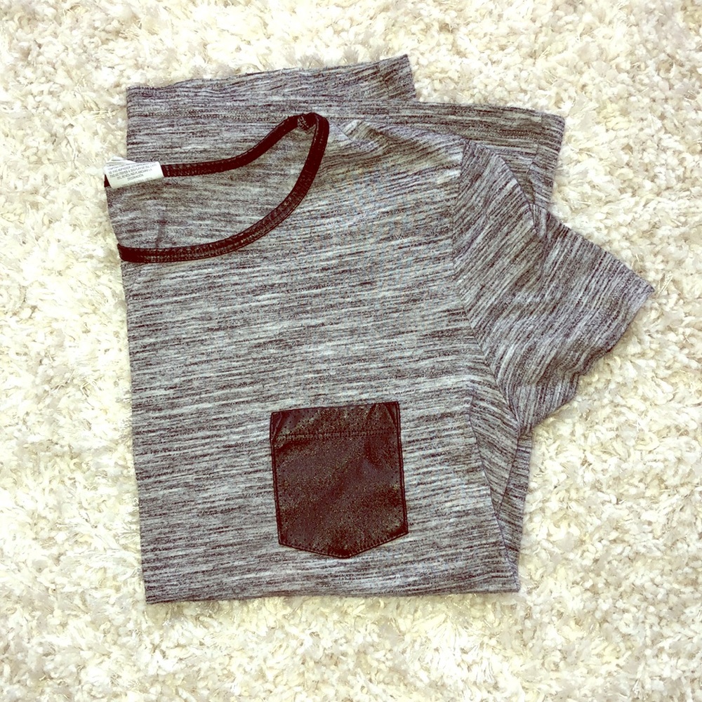 Victoria Secret Pink Gray and Leather print Shirt